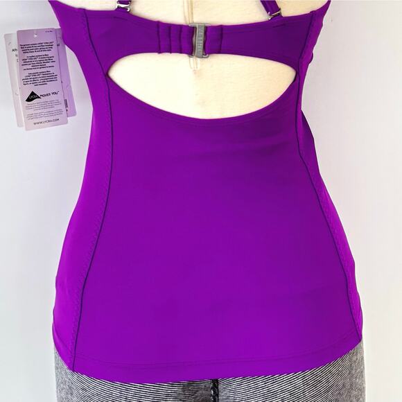 Athleta Kaimana Tankini Swim Top Underwire Purple 32D/DD Tall NWT - Picture 7 of 10